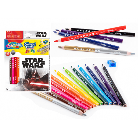Kredki ołówkowe Colorino Disney Star Wars Jumbo, 13 kolorów + temperówka - 2